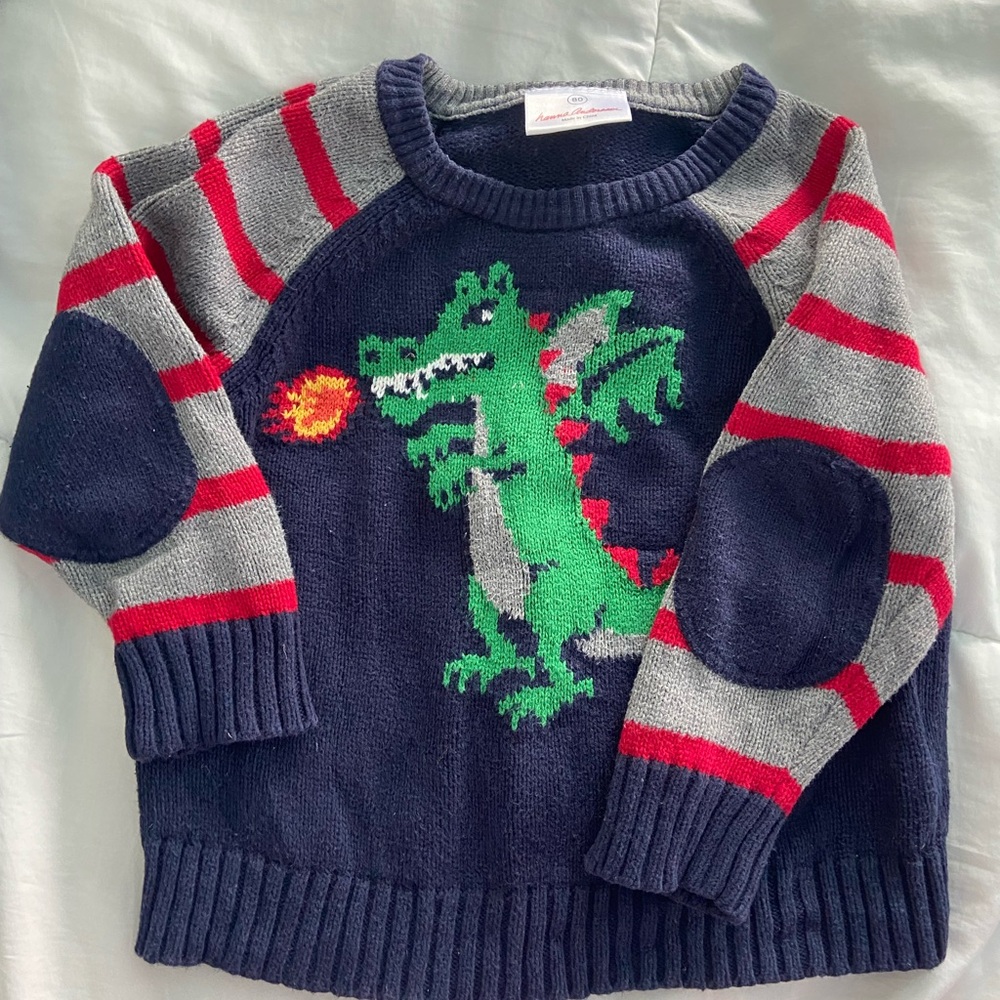 Hanna Andersson Navy and Red Dragon Sweater
